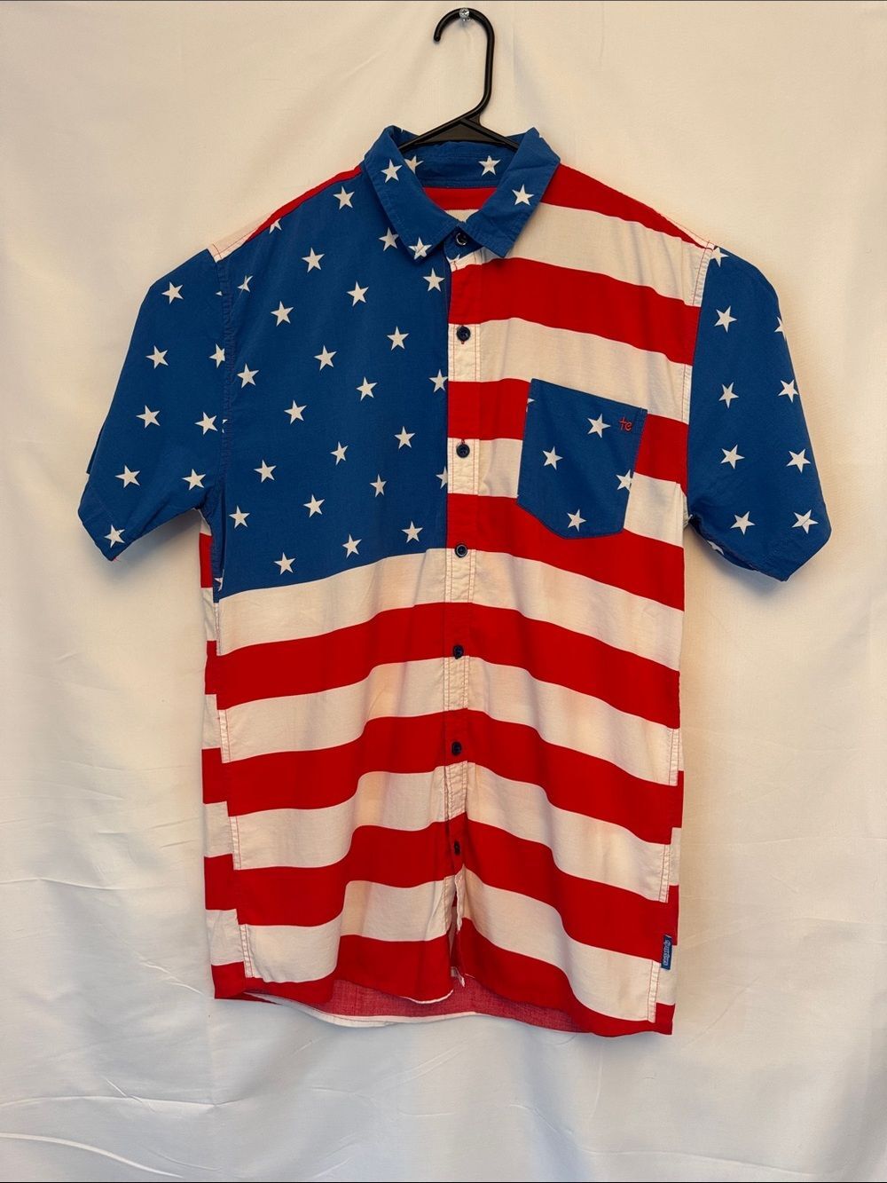 Tipsy Elves American Flag Button-Up Shirt - Red, White & Blue Men’s Size XL